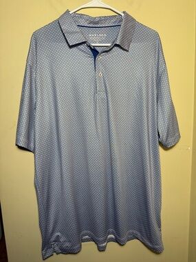 Men's Maelreg Orange & Blue Patterned Performance Polo | Size XL | Menswear Golf